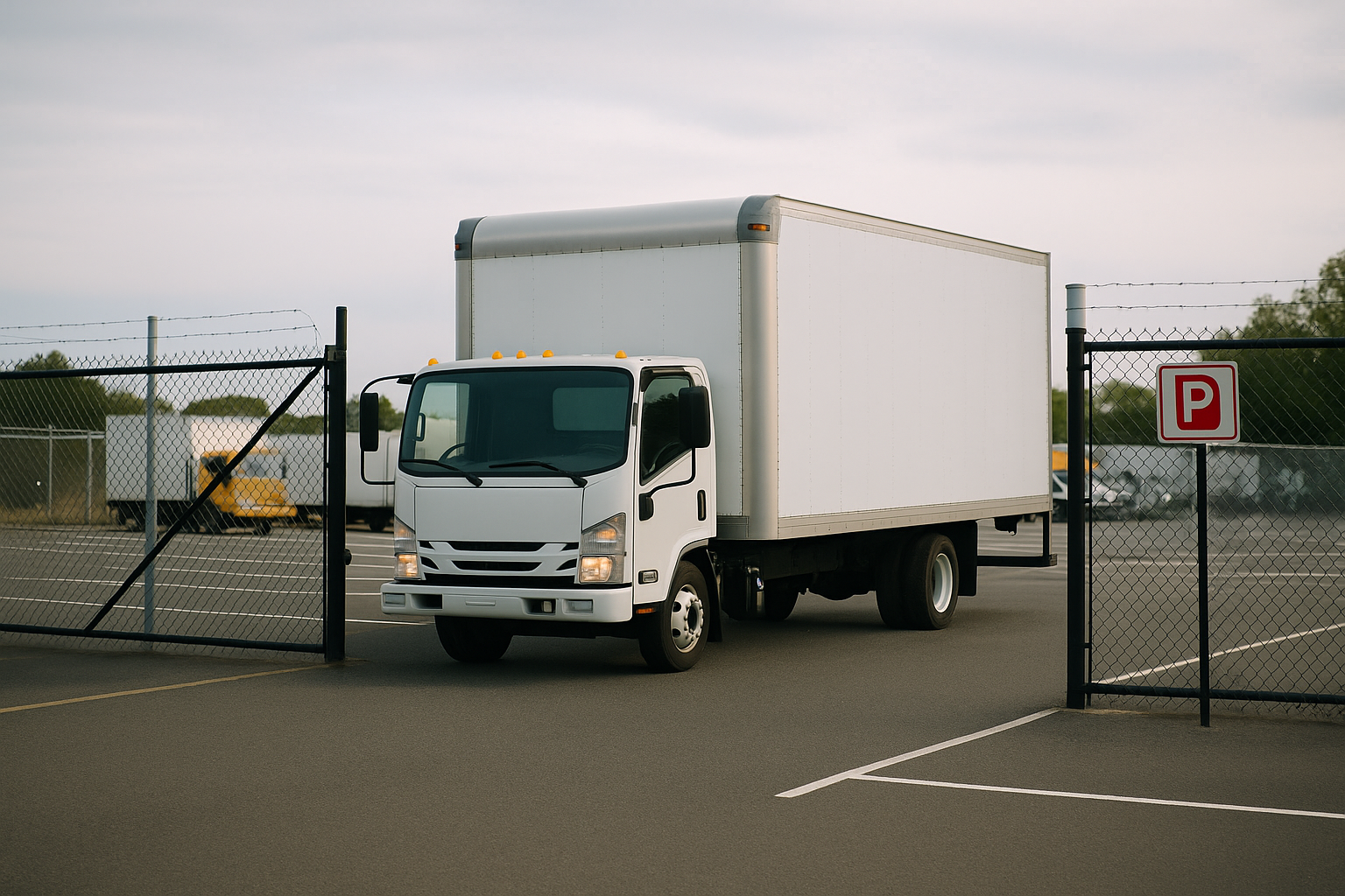 Long Island commercial truck parking lot with secure gated entrance